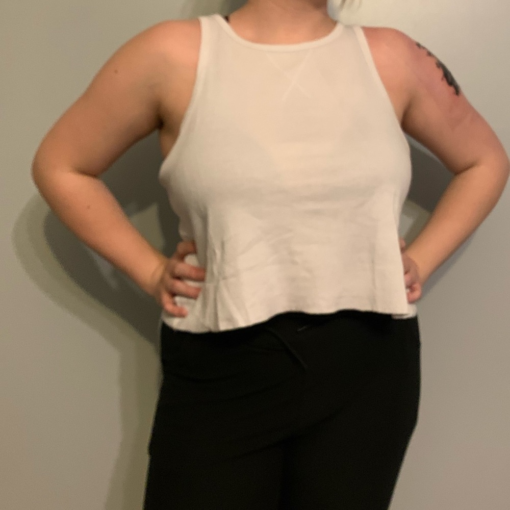 White racer back tank top